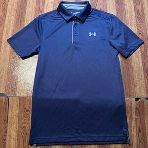 Under Armour Blue Thermal Retro Tech Sportswear Button Golf Polo Shirt XS